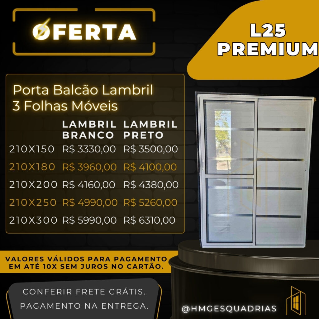 Porta Balcão Lambril 3 Folhas Móveis