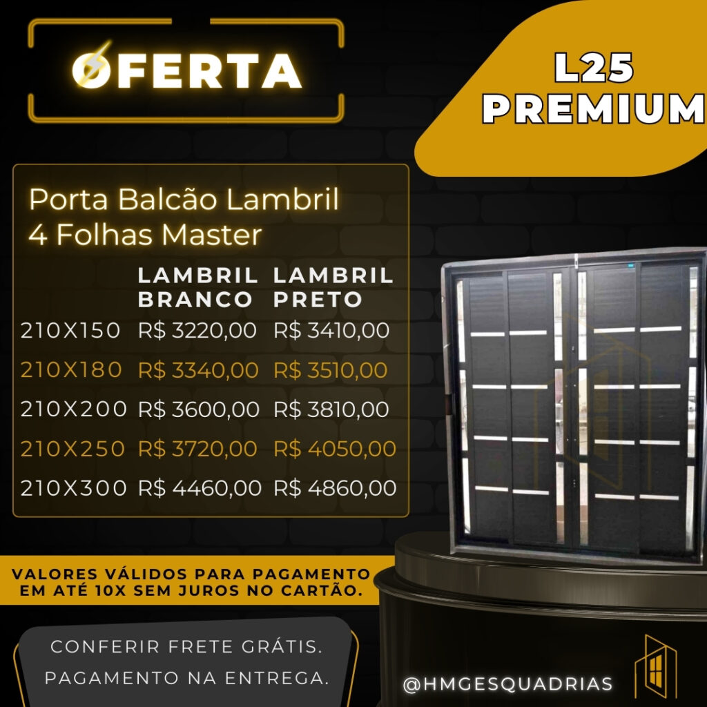 Porta Balcão Lambril 4 Folhas Master