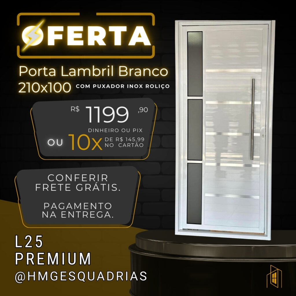 Porta Lambril Branco 210x100 Com Puxador Inox