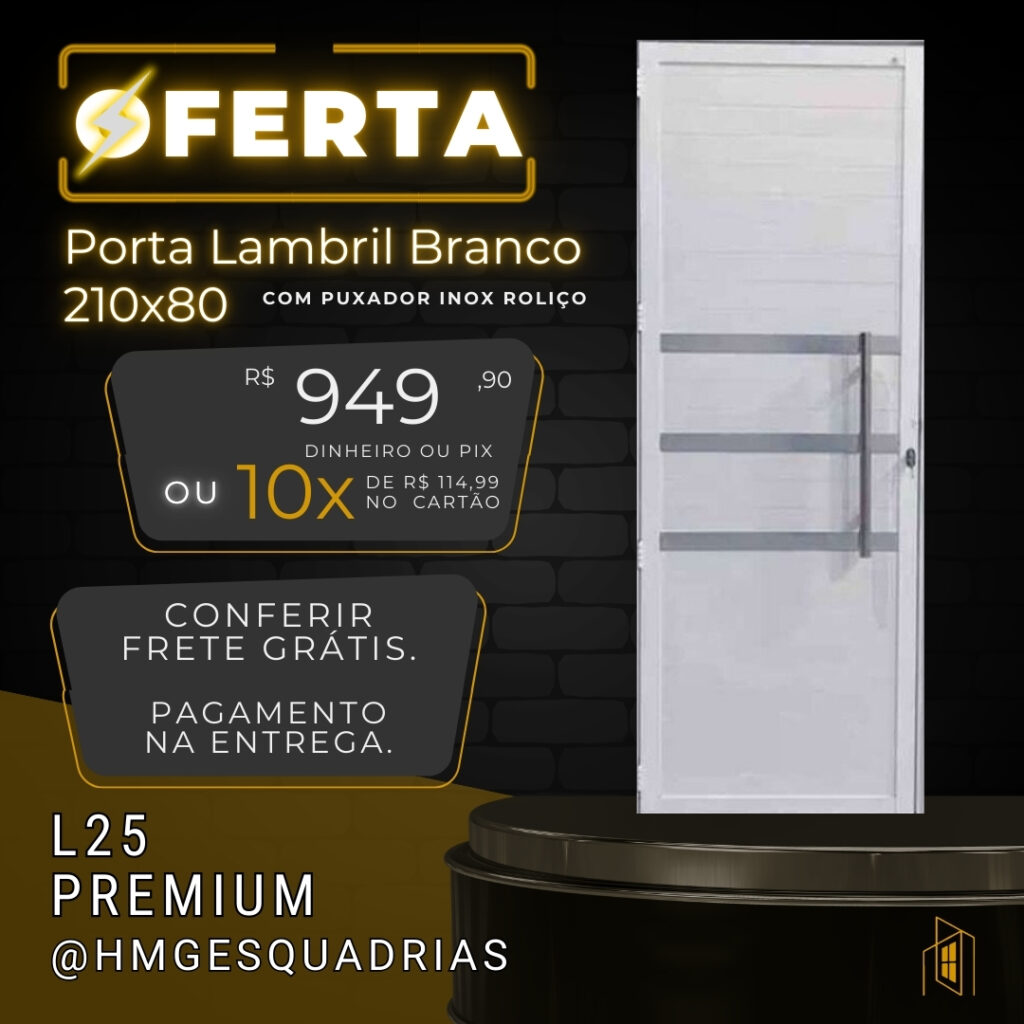 Porta Lambril Branco 210x80 Com Puxador Inox