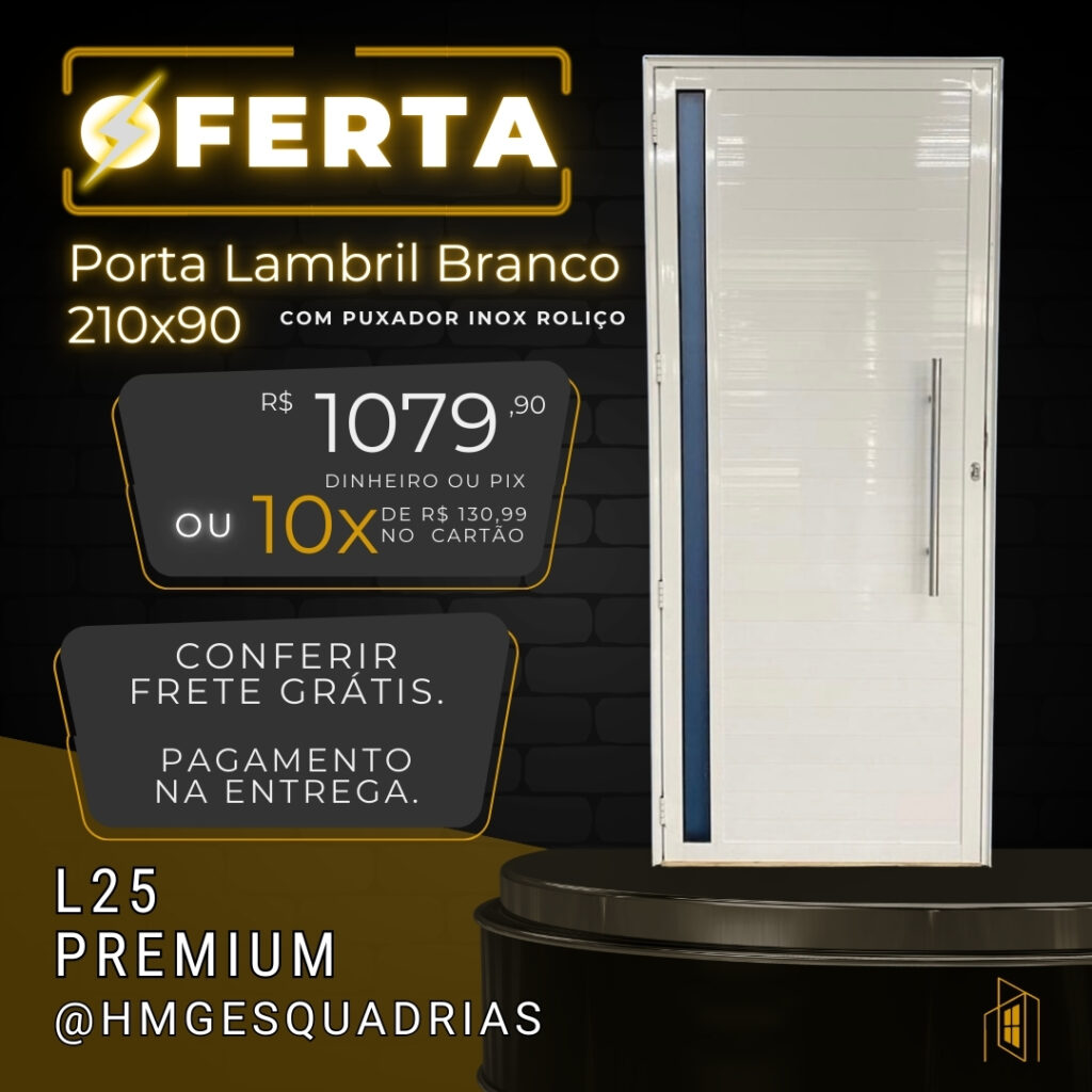 Porta Lambril Branco 210x90 Com Puxador Inox