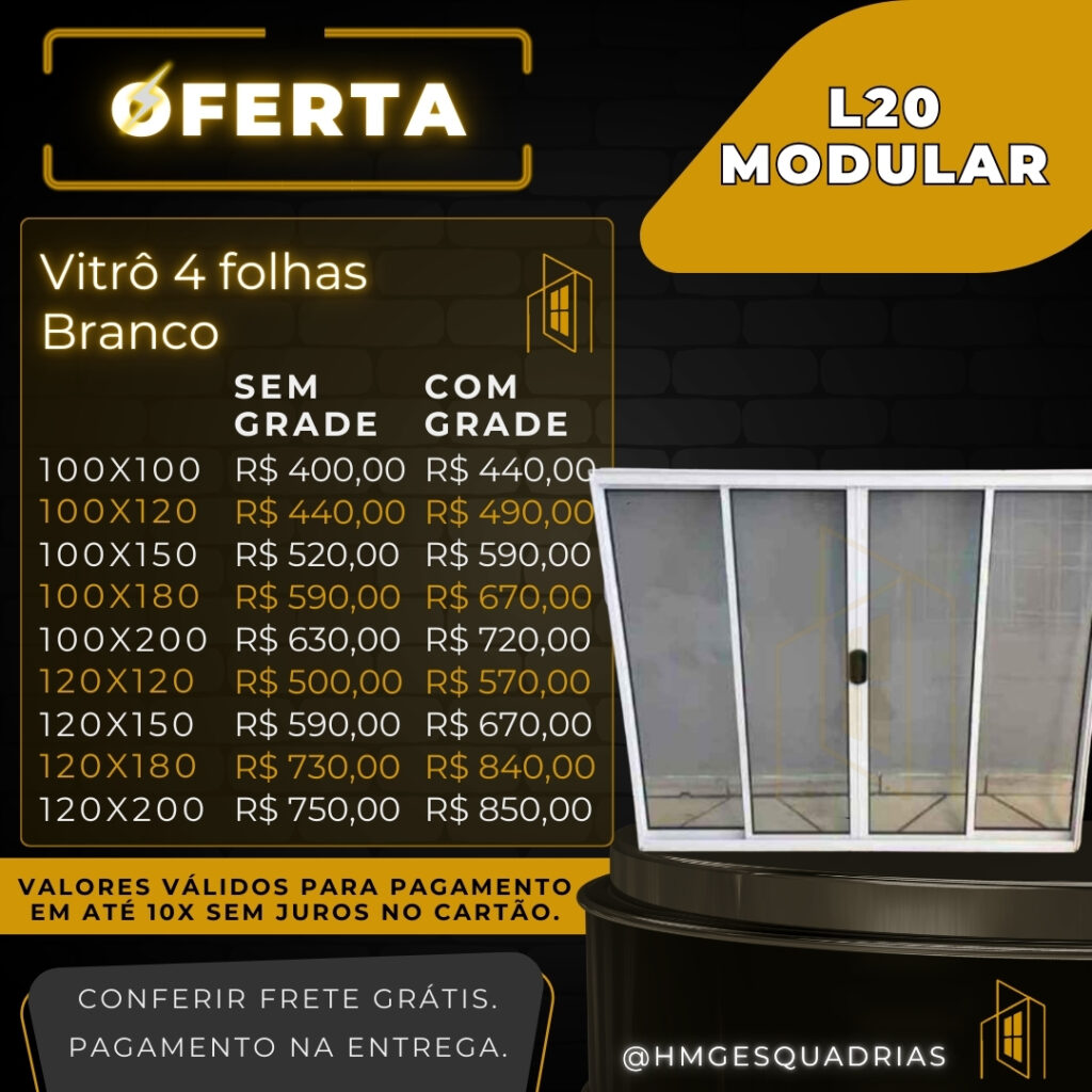Vitro 4 Folhas Branco L20 Modular