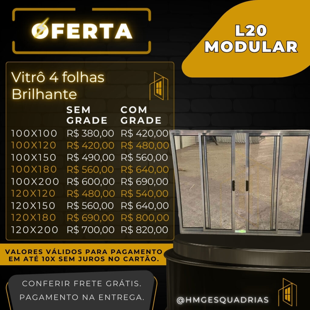 Vitro 4 Folhas Brilhante L20 Modular